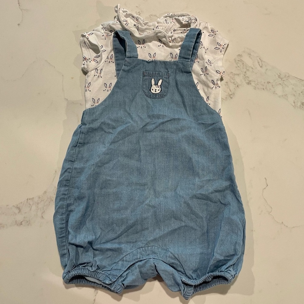 Gymboree bunny overall jumper set 6-12 months